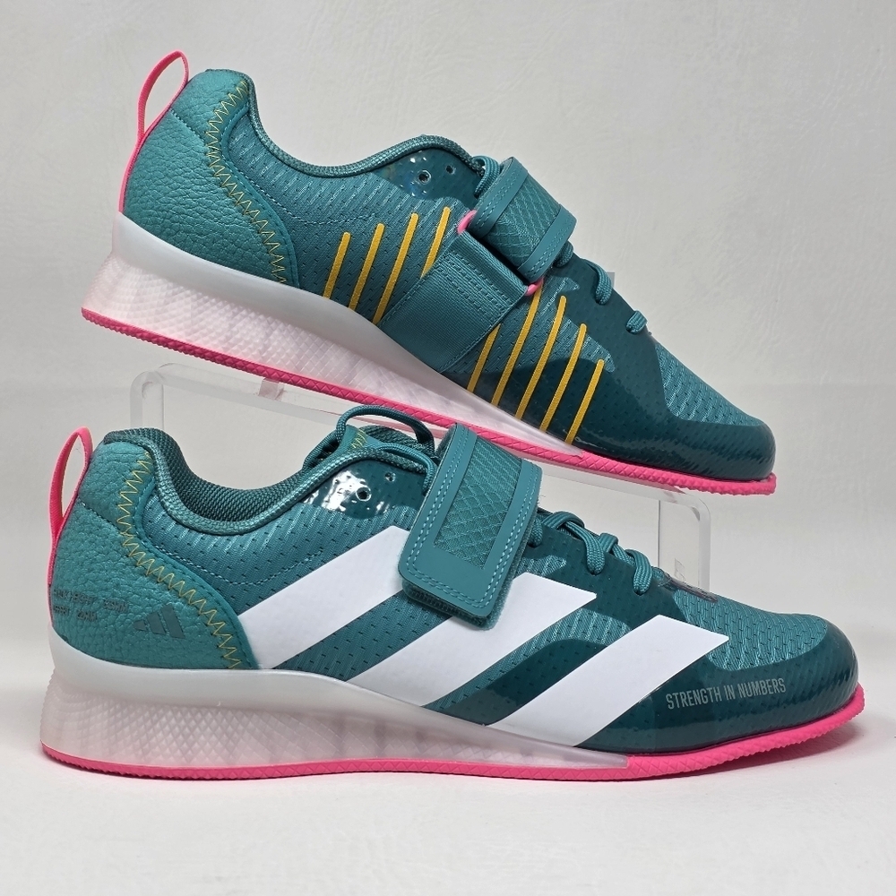 Adidas Adipower Weightlifting 3 Shoes Mens Size 13 Teal White Pink JP9871 New - Picture 2 of 13